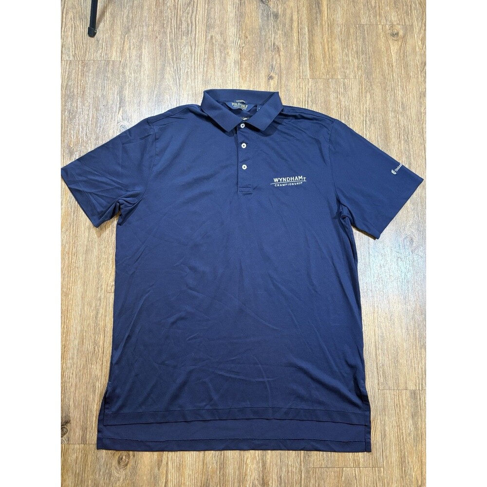 Ralph Lauren Polo Shirt Mens L Blue Performance Golf Pony Spell Out Logo